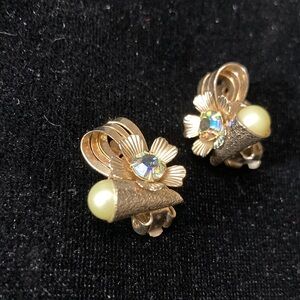 Gold Floral Clip-On Earrings